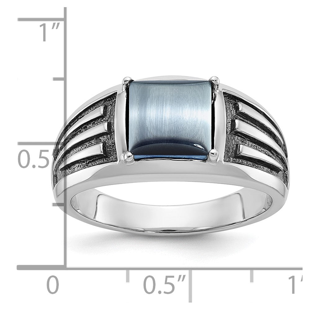 IB Goodman with Black Rhodium Mens Imitation Gray Cats Eye Complete Ring - WBC