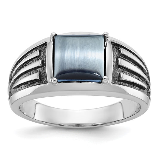 IB Goodman with Black Rhodium Mens Imitation Gray Cats Eye Complete Ring - WBC