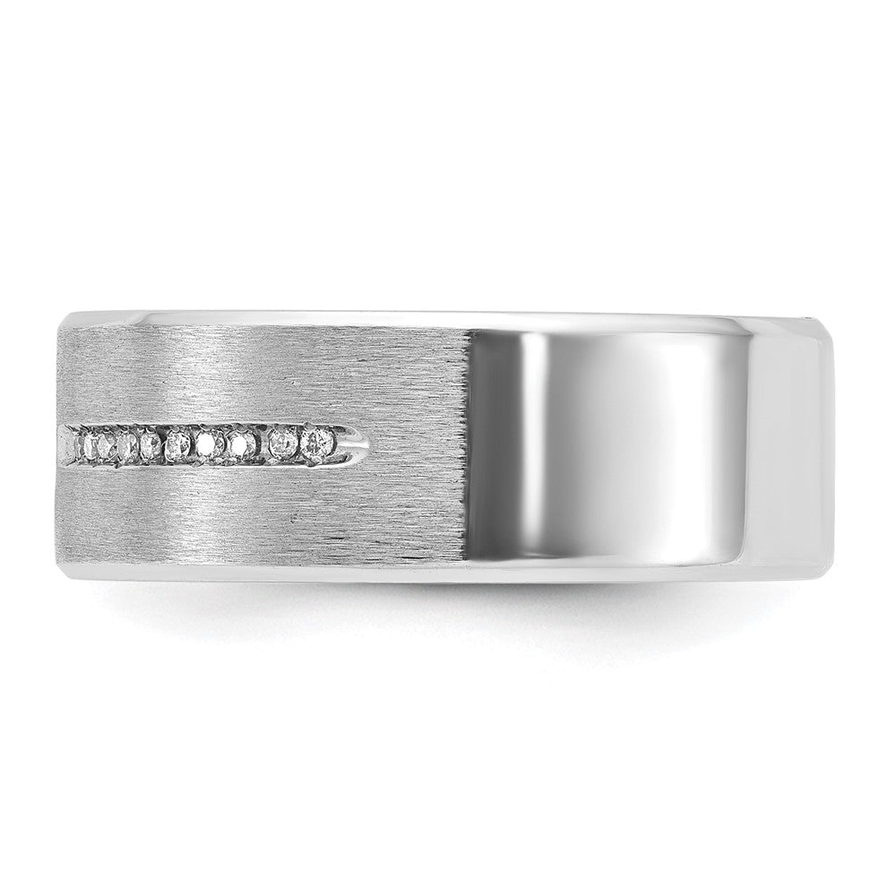 IB Goodman Mens Satin Lab Created Sapphire and 1/8 carat Diamond Complete Ring - WBC
