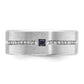 IB Goodman Mens Satin Lab Created Sapphire and 1/8 carat Diamond Complete Ring - WBC
