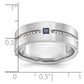 IB Goodman Mens Satin Lab Created Sapphire and 1/8 carat Diamond Complete Ring - WBC