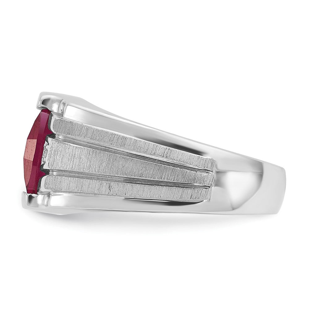 IB Goodman Mens Satin Barrel Lab Created Ruby and Diamond Complete Ring - WBC
