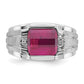 IB Goodman Mens Satin Barrel Lab Created Ruby and Diamond Complete Ring - WBC