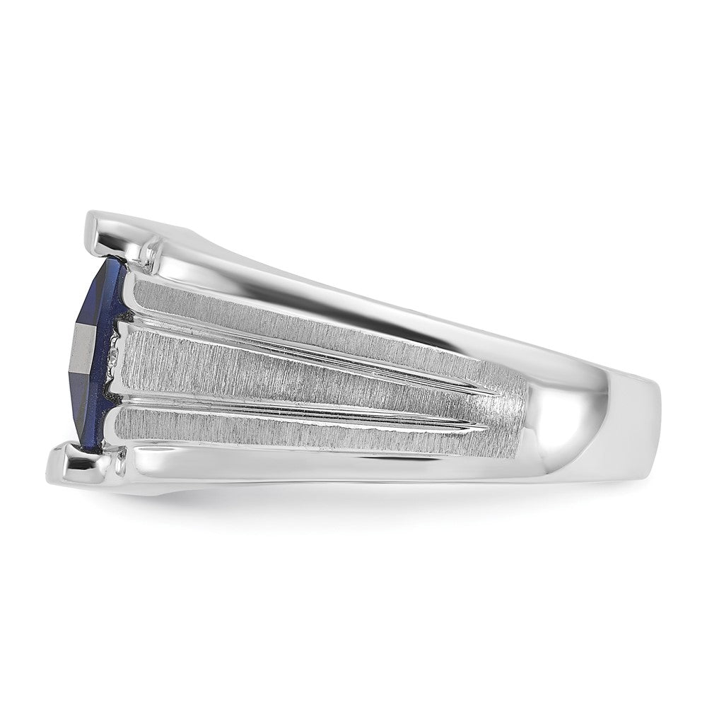 IB Goodman Mens Satin Barrel Lab Created Sapphire and Diamond Complete Ring - WBC