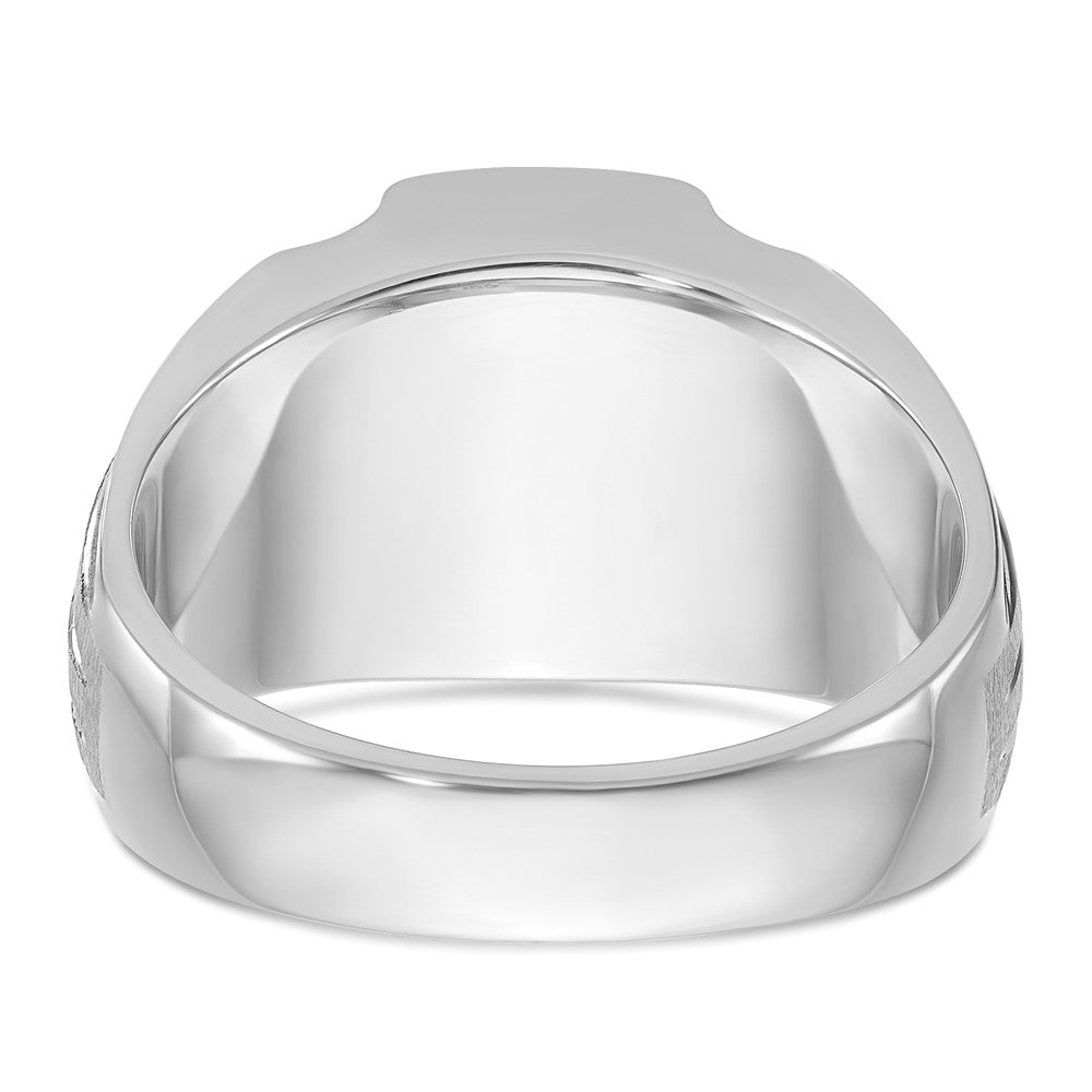 IB Goodman Mens Satin Barrel Lab Created Sapphire and Diamond Complete Ring - WBC