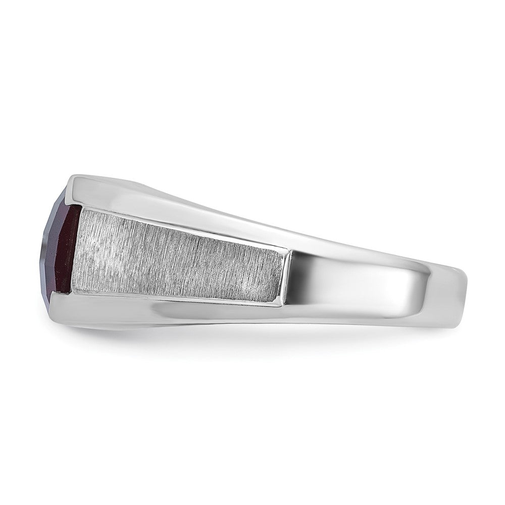 IB Goodman Mens Cushion Lab Created Garnet and 1/20 carat Diamond Complete Ring - WBC