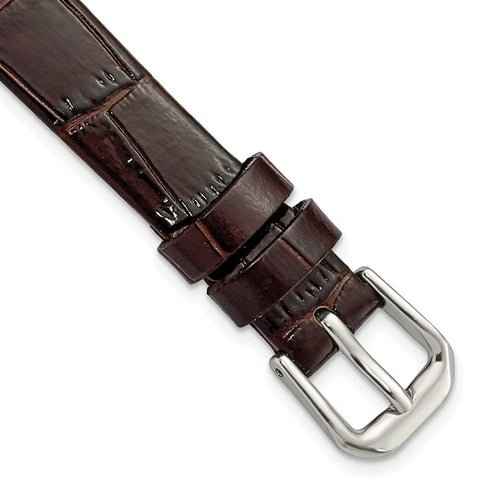 Flat Alligator Grain Leather Watch Bands