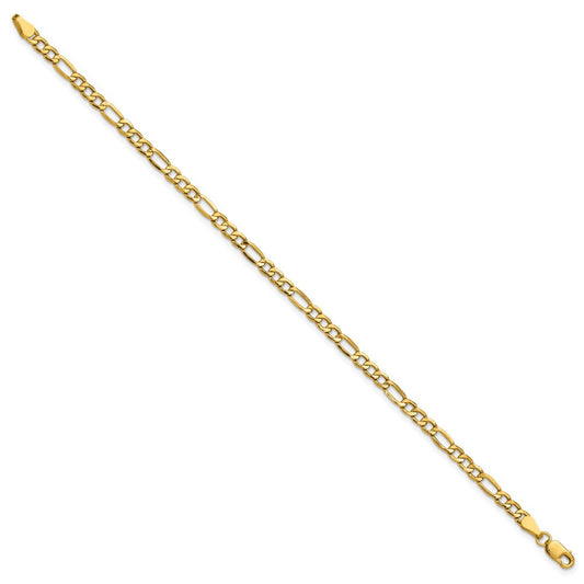 14K Gold Semi-Solid Figaro with Lobster Clasp Anklet, 2.5mm