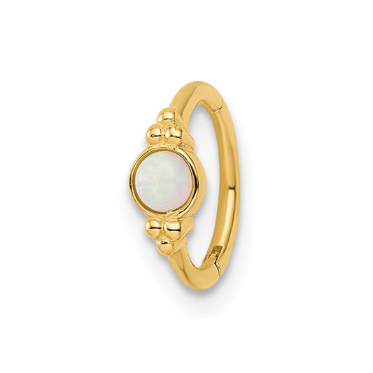 18 Gauge Lab Created Opal Cartilage Ring - WBC