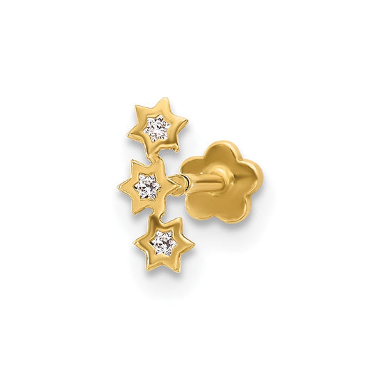 18 Gauge CZ Stars Screwback Cartilage Body Jewelry - WBC