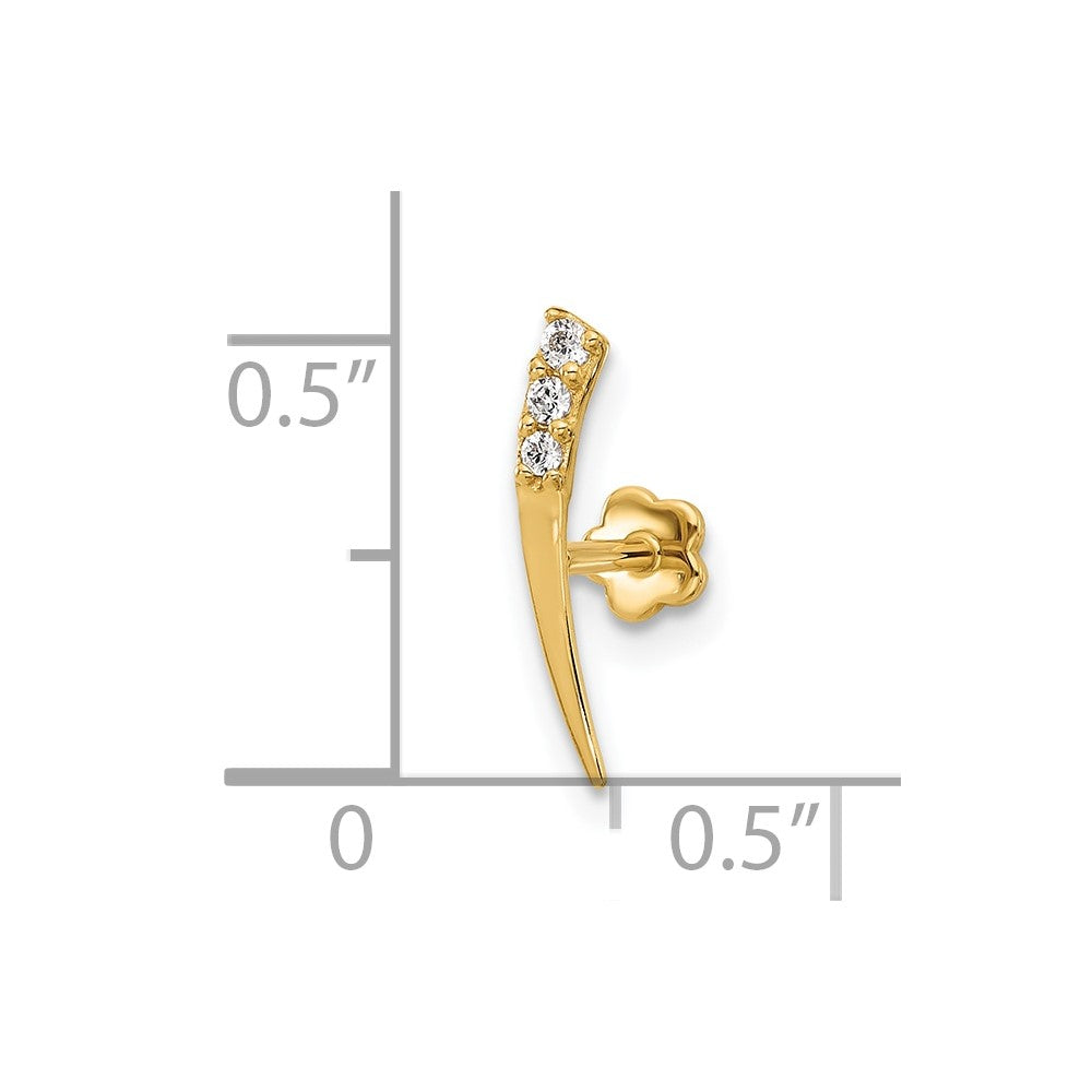 18 Gauge Polished CZ Cartilage Body Jewelry - WBC