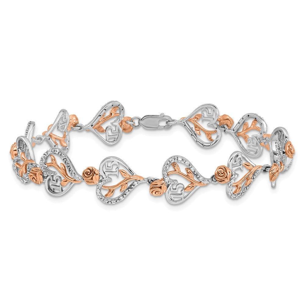 and Complete 1/3 carat Diamond 15 and Quinceanera Heart Bracelet - WBC