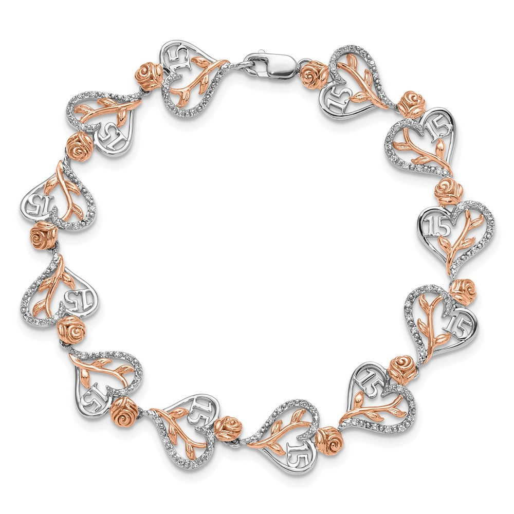 and Complete 1/3 carat Diamond 15 and Quinceanera Heart Bracelet - WBC
