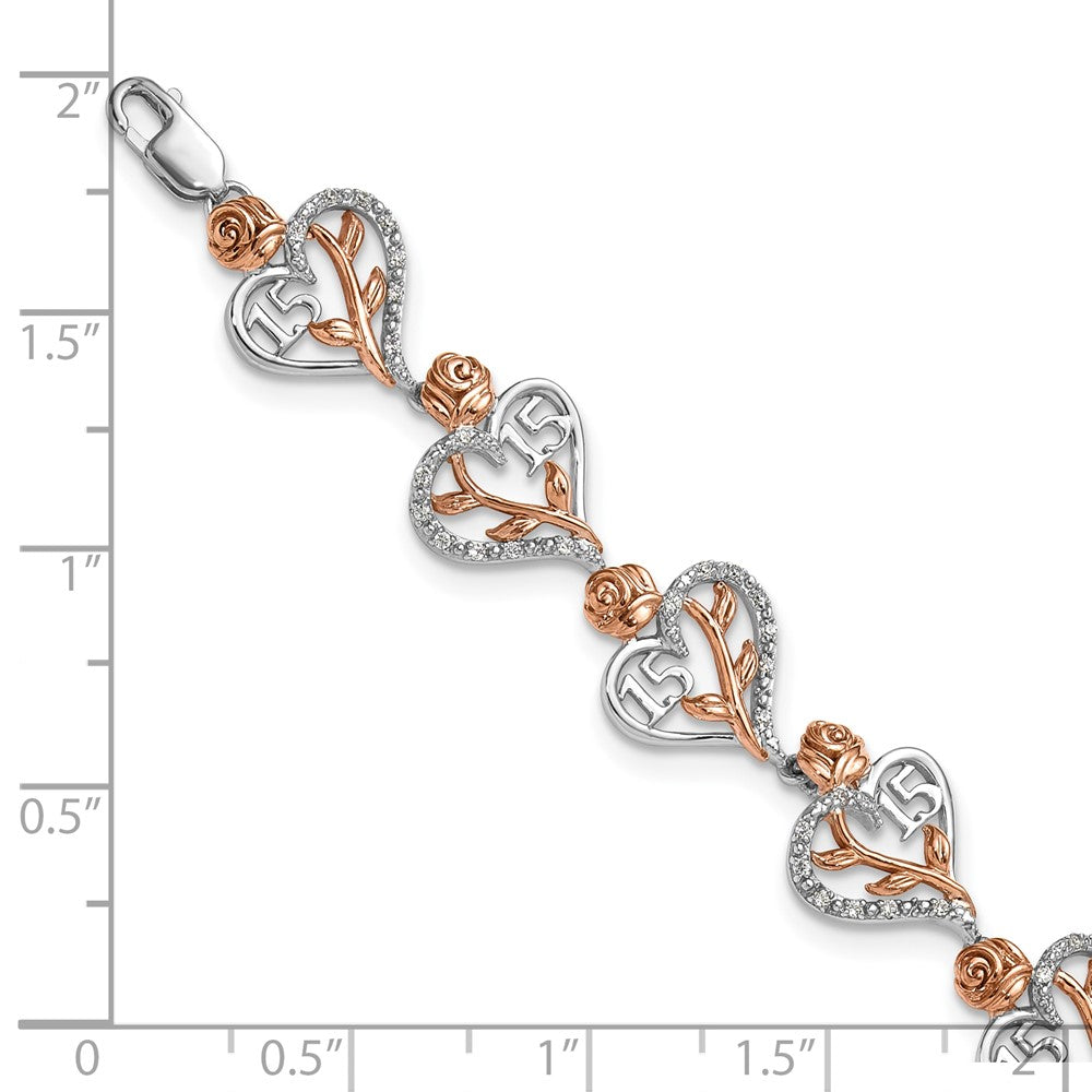 and Complete 1/3 carat Diamond 15 and Quinceanera Heart Bracelet - WBC
