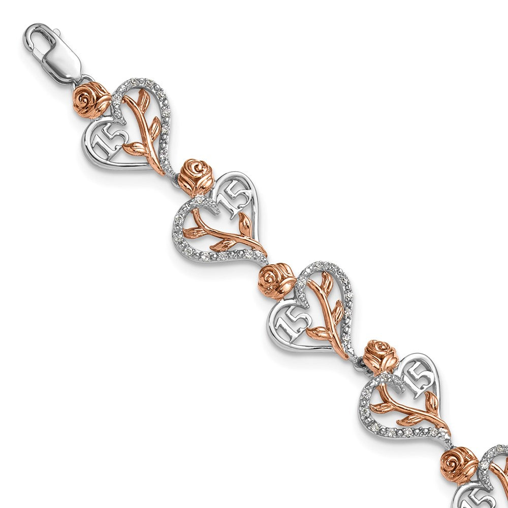and Complete 1/3 carat Diamond 15 and Quinceanera Heart Bracelet - WBC