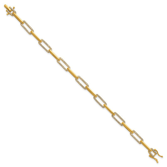 Polished Complete 1.4 carat Diamond Paperclip Link Bracelet - WBC