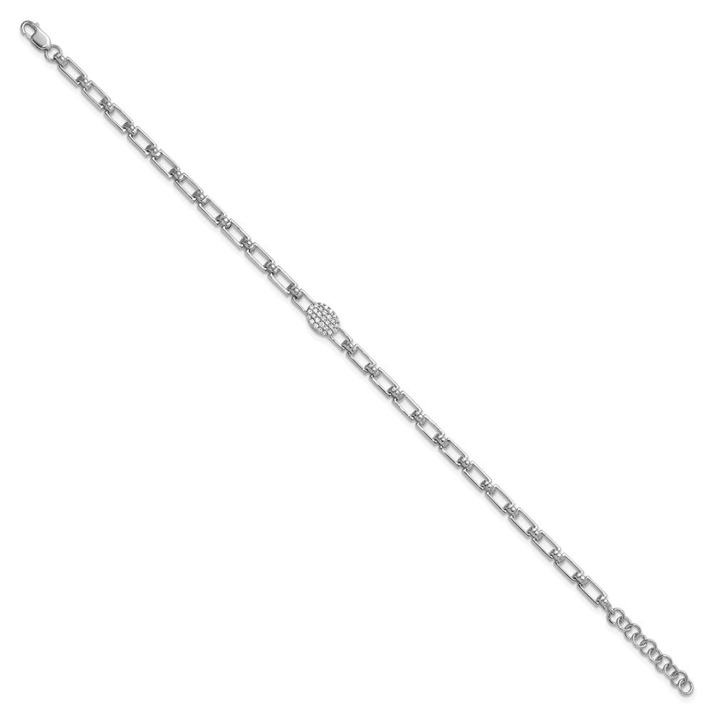 Polished Complete 1/8 carat Diamond Oval Cluster Fancy Link Bracelet with Extender - WBC