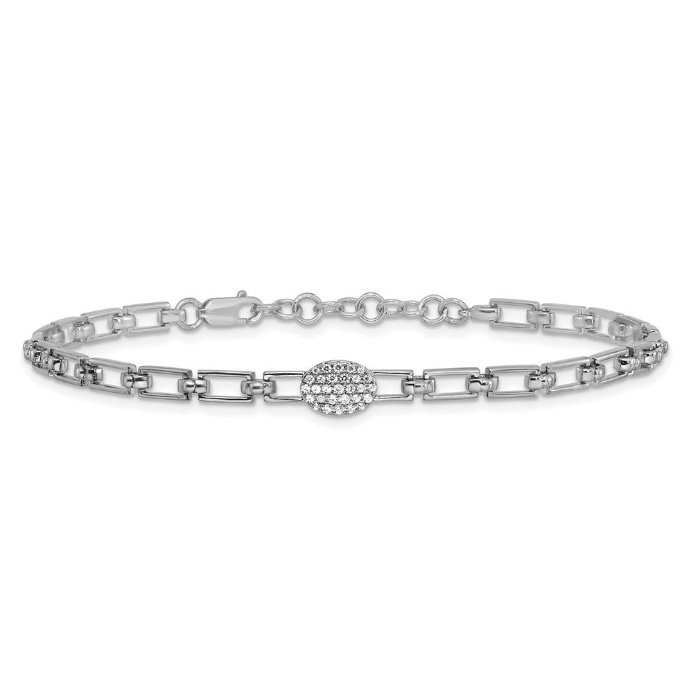 Polished Complete 1/8 carat Diamond Oval Cluster Fancy Link Bracelet with Extender - WBC