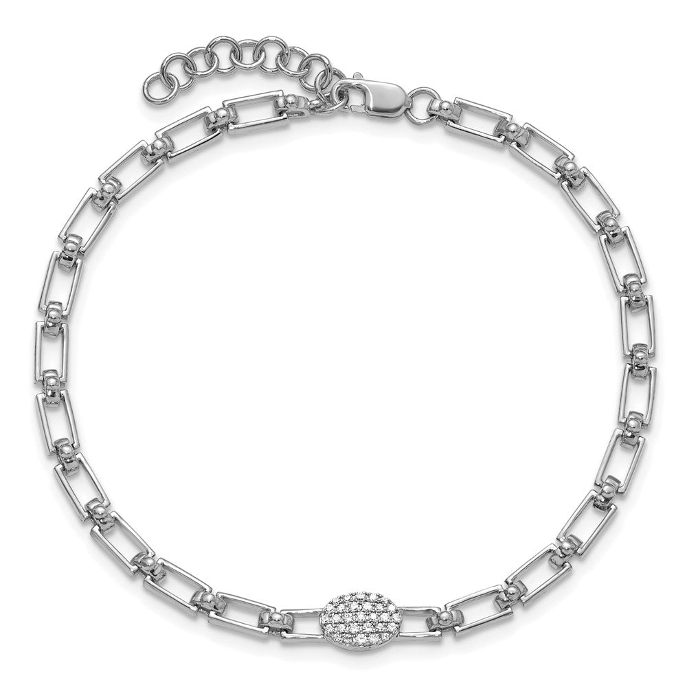 Polished Complete 1/8 carat Diamond Oval Cluster Fancy Link Bracelet with Extender - WBC
