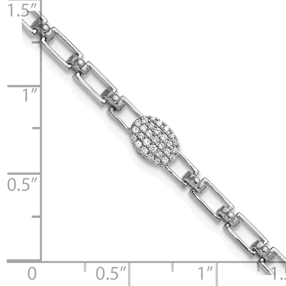 Polished Complete 1/8 carat Diamond Oval Cluster Fancy Link Bracelet with Extender - WBC