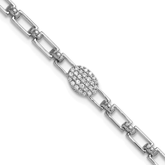 Polished Complete 1/8 carat Diamond Oval Cluster Fancy Link Bracelet with Extender - WBC