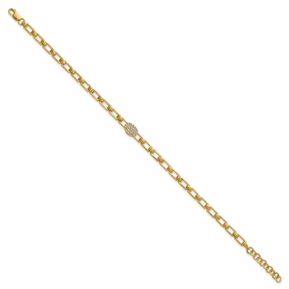 Polished Complete 1/8 carat Diamond Oval Cluster Fancy Link Bracelet with Extender - WBC