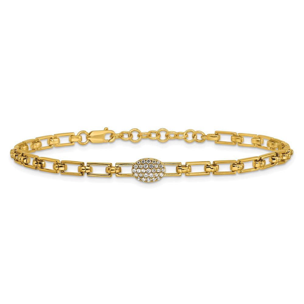 Polished Complete 1/8 carat Diamond Oval Cluster Fancy Link Bracelet with Extender - WBC