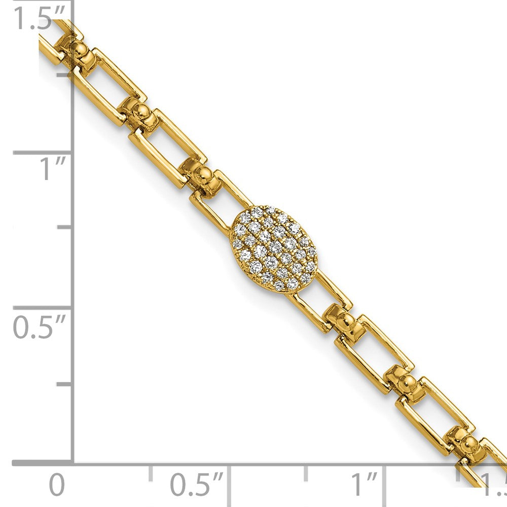 Polished Complete 1/8 carat Diamond Oval Cluster Fancy Link Bracelet with Extender - WBC
