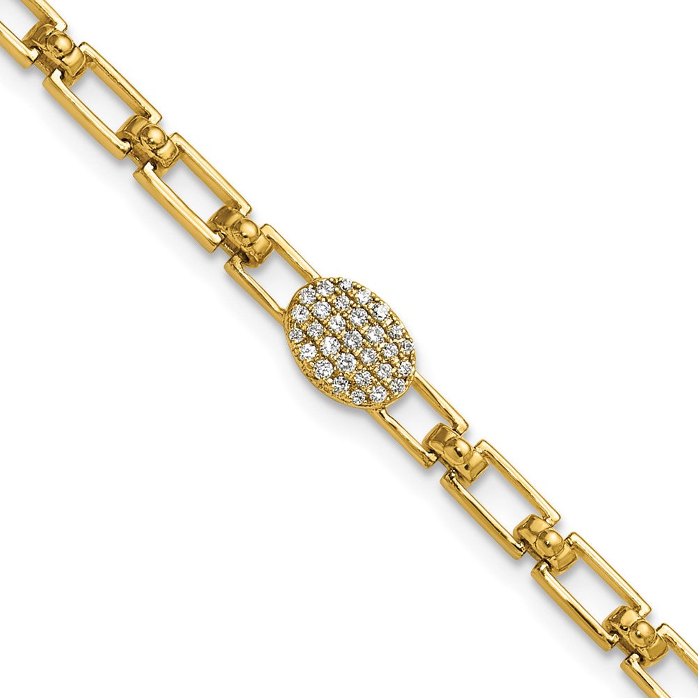 Polished Complete 1/8 carat Diamond Oval Cluster Fancy Link Bracelet with Extender - WBC