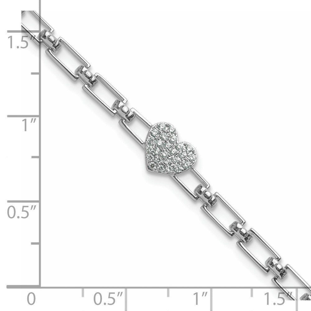 Polished Complete 1/6 carat Diamond Heart Cluster Fancy Link Bracelet with Extender - WBC