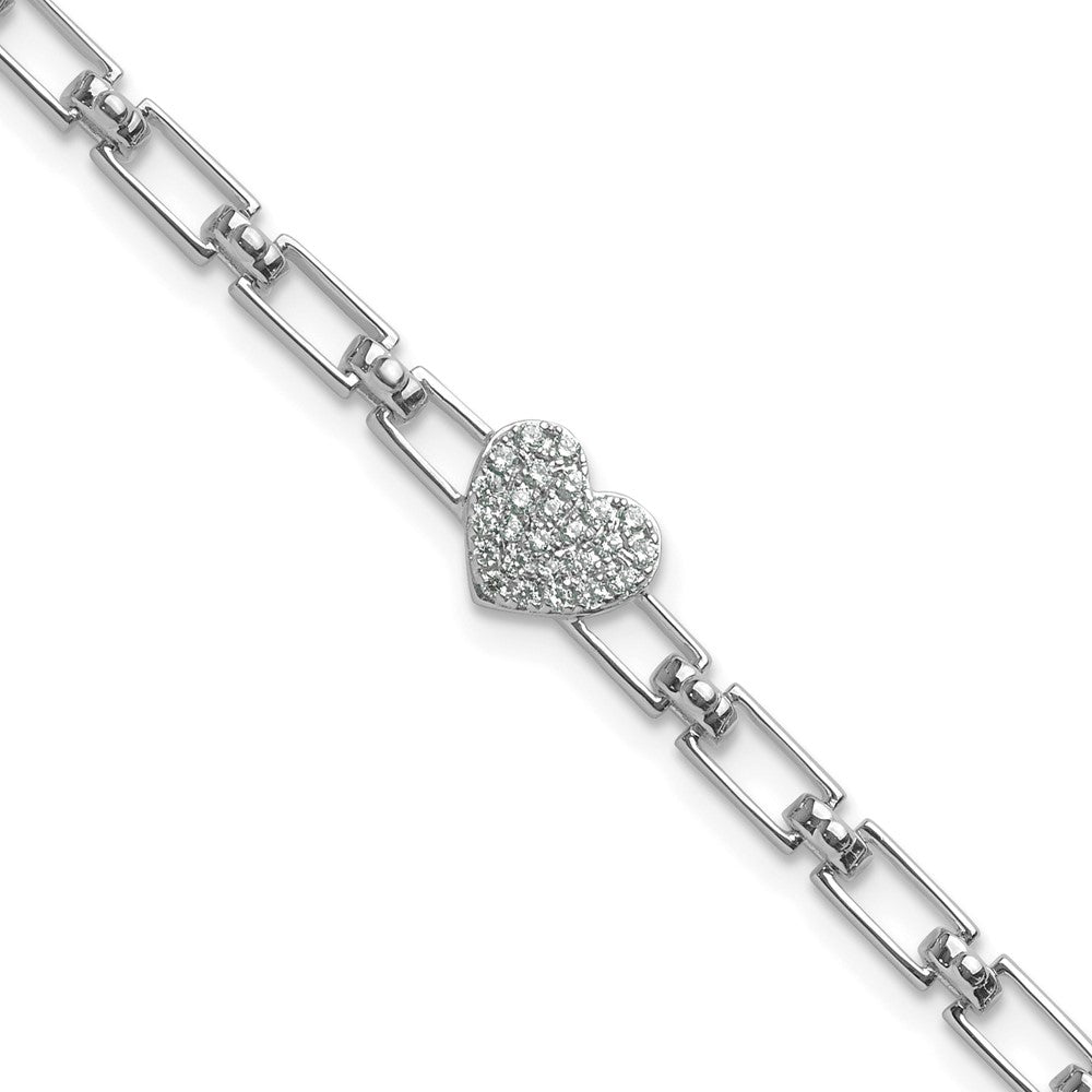 Polished Complete 1/6 carat Diamond Heart Cluster Fancy Link Bracelet with Extender - WBC