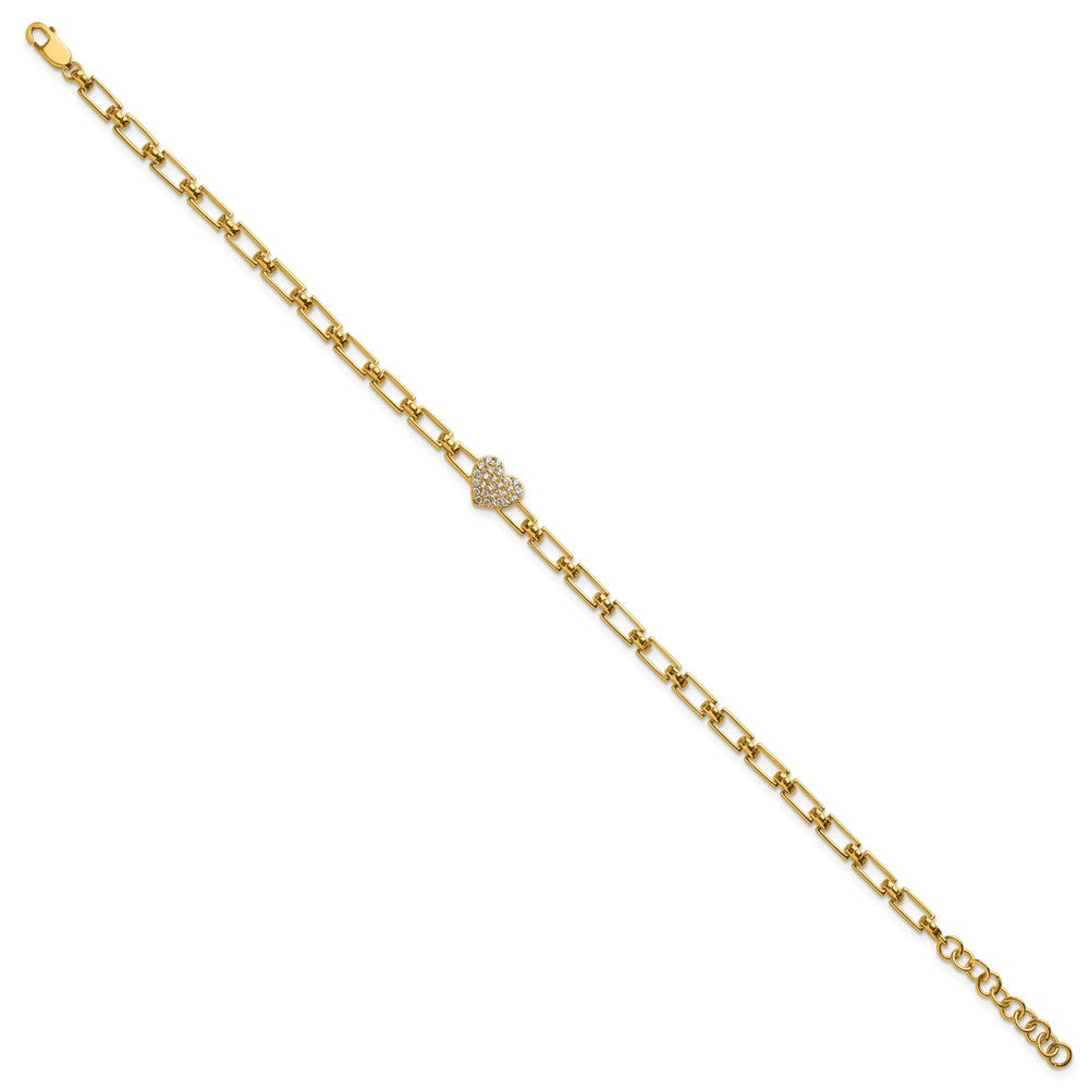 Polished Complete 1/6 carat Diamond Heart Cluster Fancy Link Bracelet with Extender - WBC