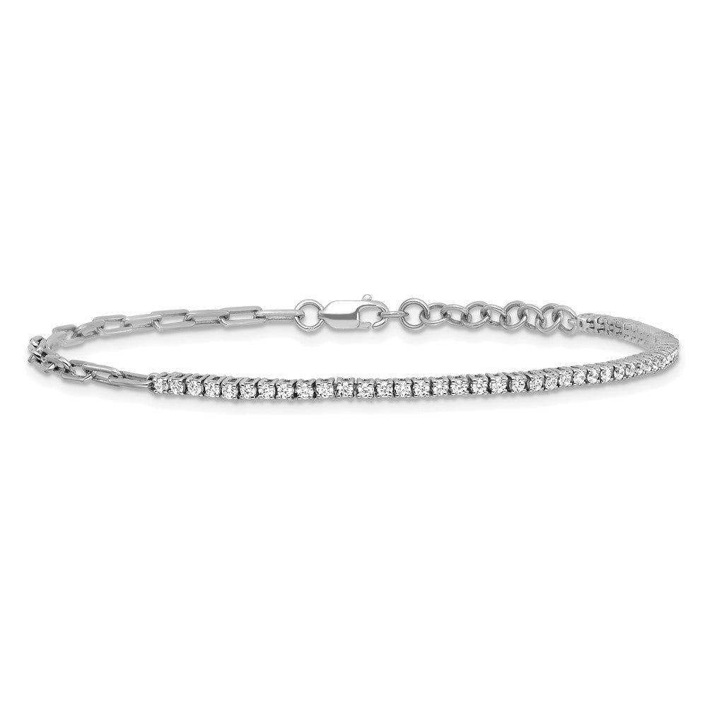 Polished Complete 3/4 carat Diamond Paperclip Link Bracelet with Extender - WBC