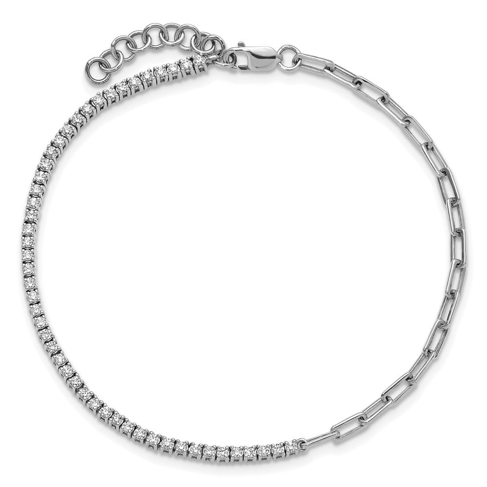 Polished Complete 3/4 carat Diamond Paperclip Link Bracelet with Extender - WBC