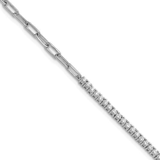 Polished Complete 3/4 carat Diamond Paperclip Link Bracelet with Extender - WBC