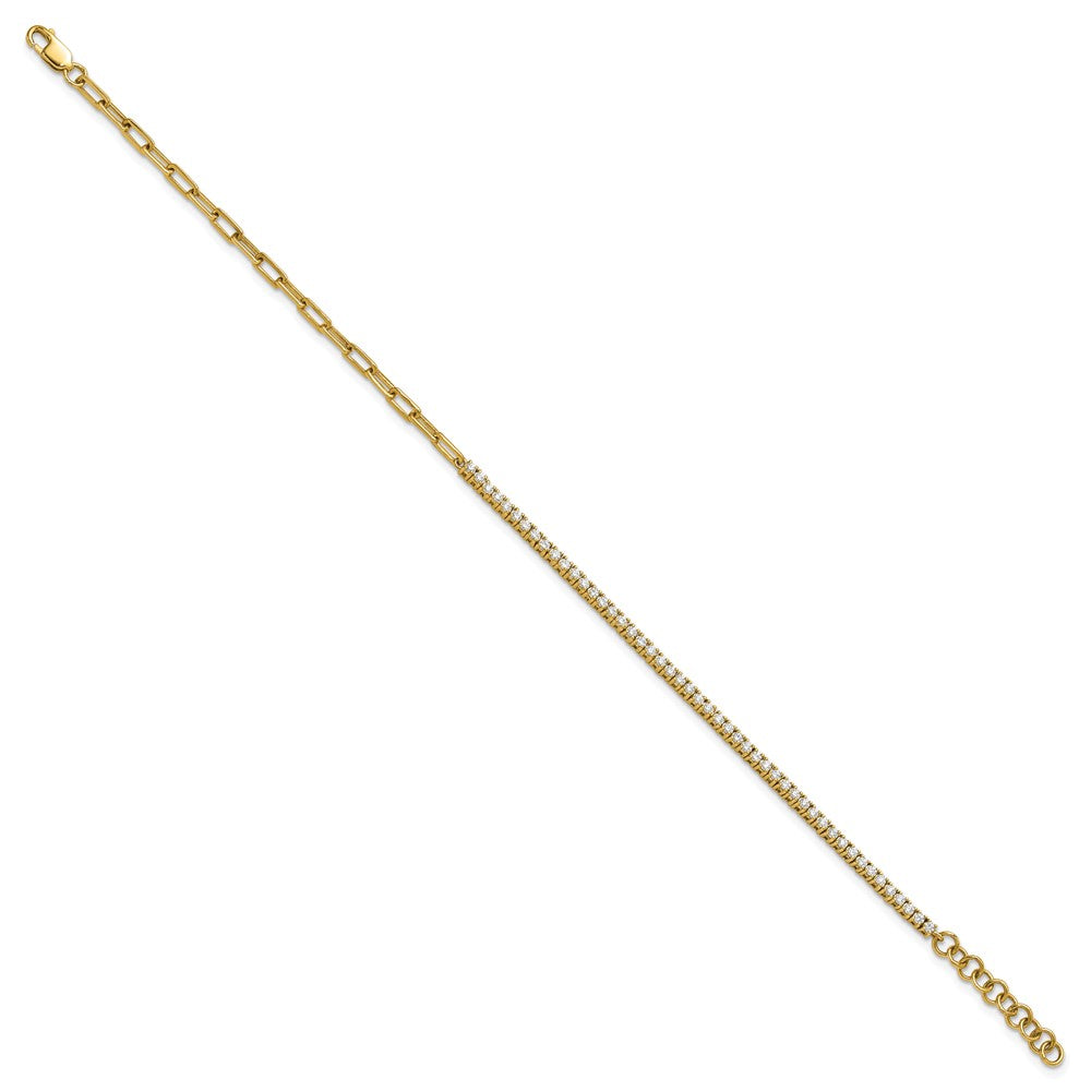 Polished Complete 3/4 carat Diamond Paperclip Link Bracelet with Extender - WBC