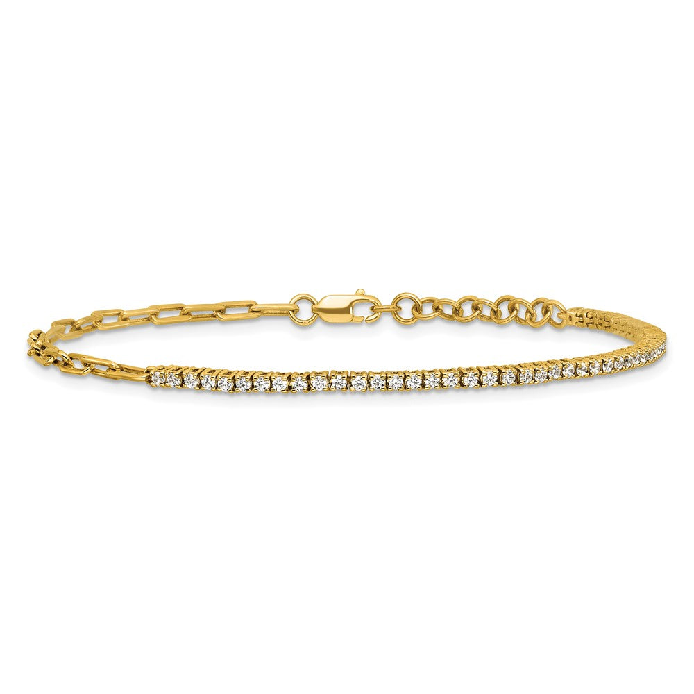 Polished Complete 3/4 carat Diamond Paperclip Link Bracelet with Extender - WBC