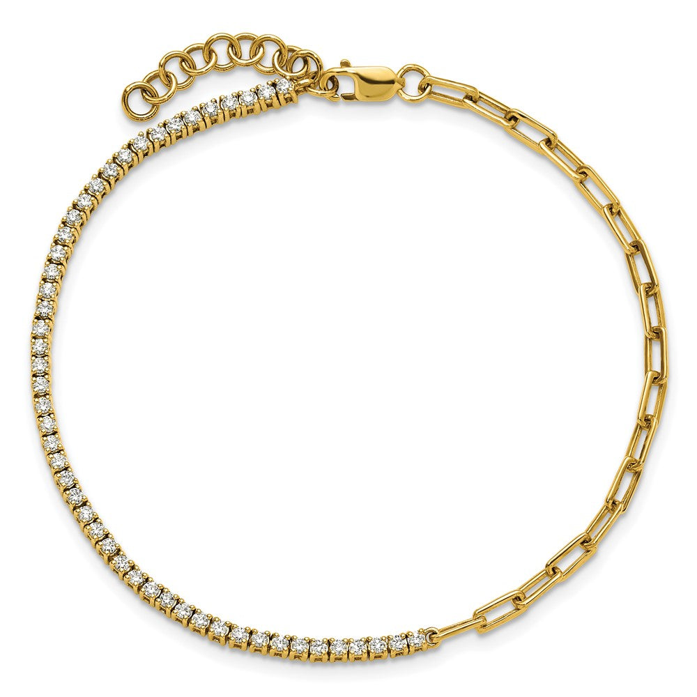 Polished Complete 3/4 carat Diamond Paperclip Link Bracelet with Extender - WBC