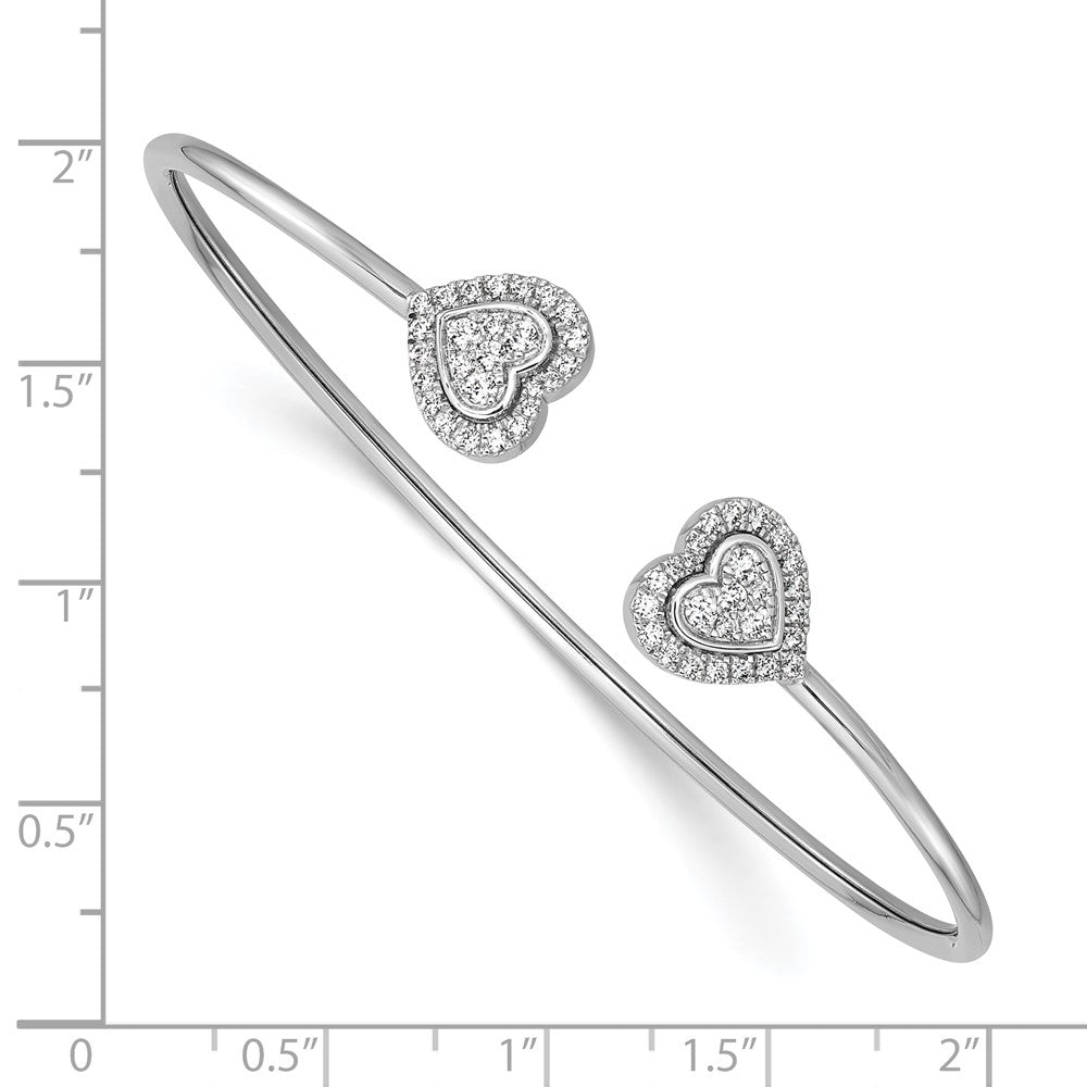 Polished Complete 1/2 carat Diamond Heart Flexible Cuff Bangle Bracelet - WBC