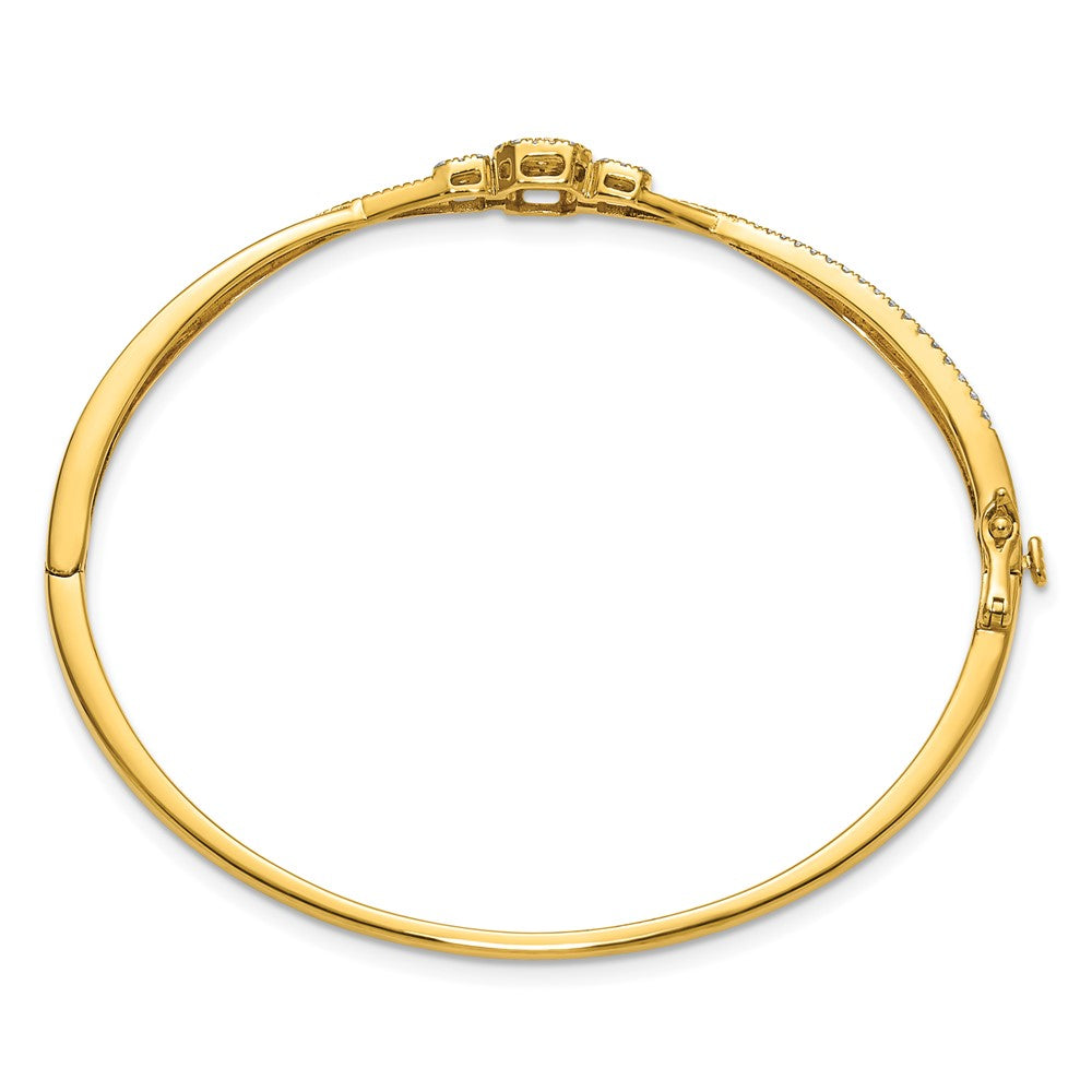 Polished and Textured Complete 1/2 carat Diamond Fashion Hinged Oval Bangle Bracelet - WBC