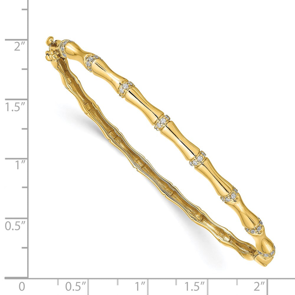 Bamboo Design Complete 1/4 carat Diamond Hinged Oval Bangle Bracelet - WBC