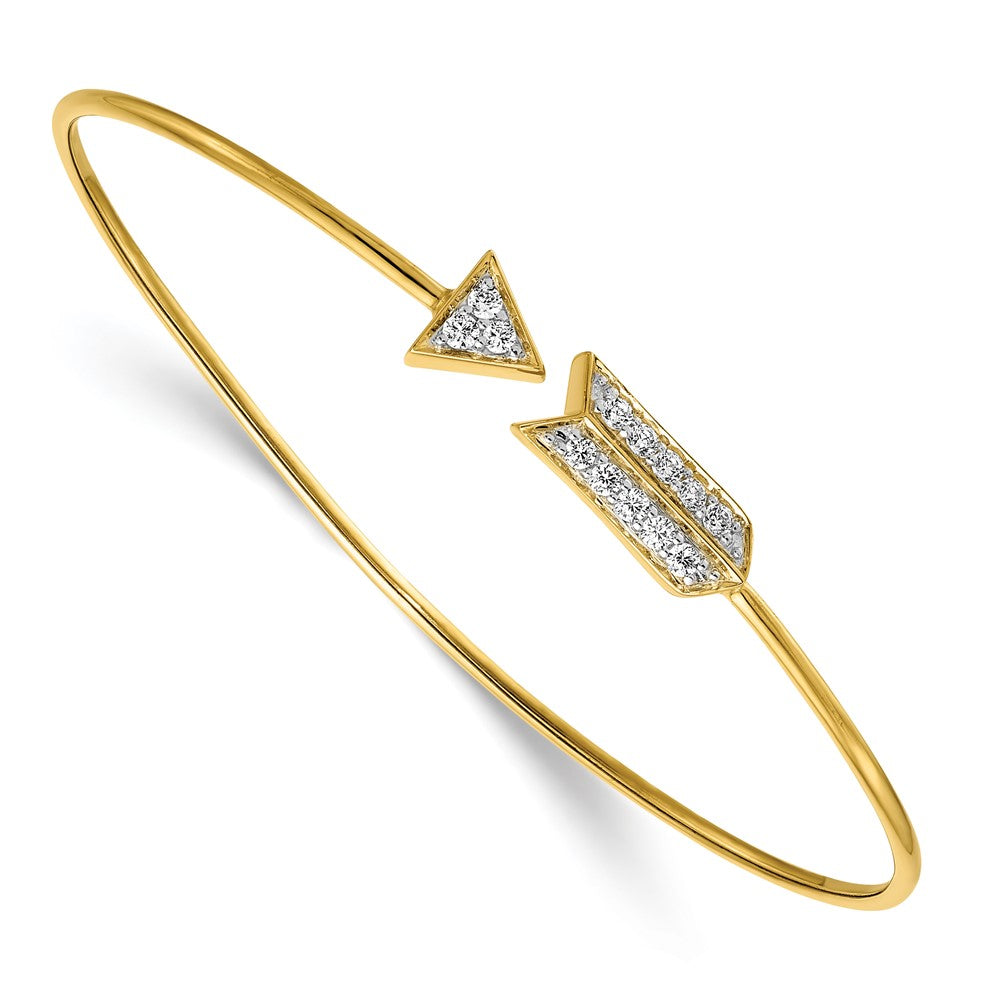 Polished Complete 1/3 carat Diamond Arrow Flexible Bangle Bracelet - WBC