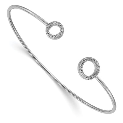 Polished Complete 1/4 carat Diamond Circles Flexible Cuff Bangle Bracelet - WBC
