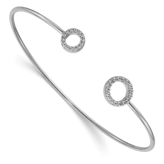 Polished Complete 1/4 carat Diamond Circles Flexible Cuff Bangle Bracelet - WBC