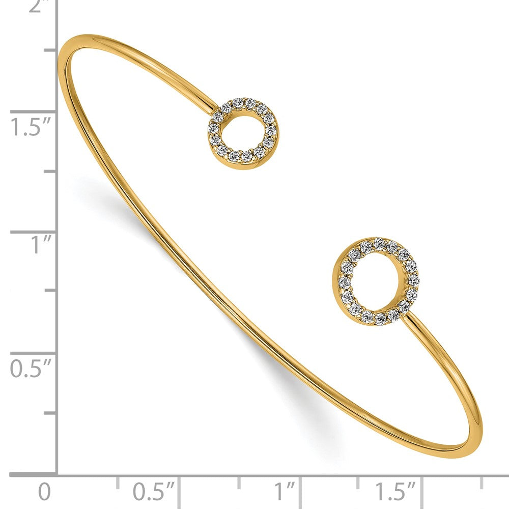 Polished Complete 1/4 carat Diamond Circles Flexible Cuff Bangle Bracelet - WBC