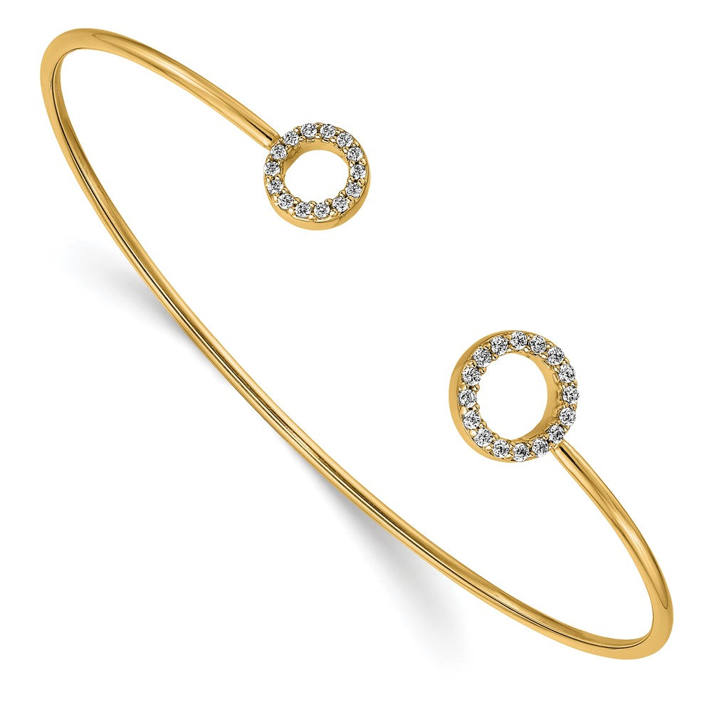 Polished Complete 1/4 carat Diamond Circles Flexible Cuff Bangle Bracelet - WBC