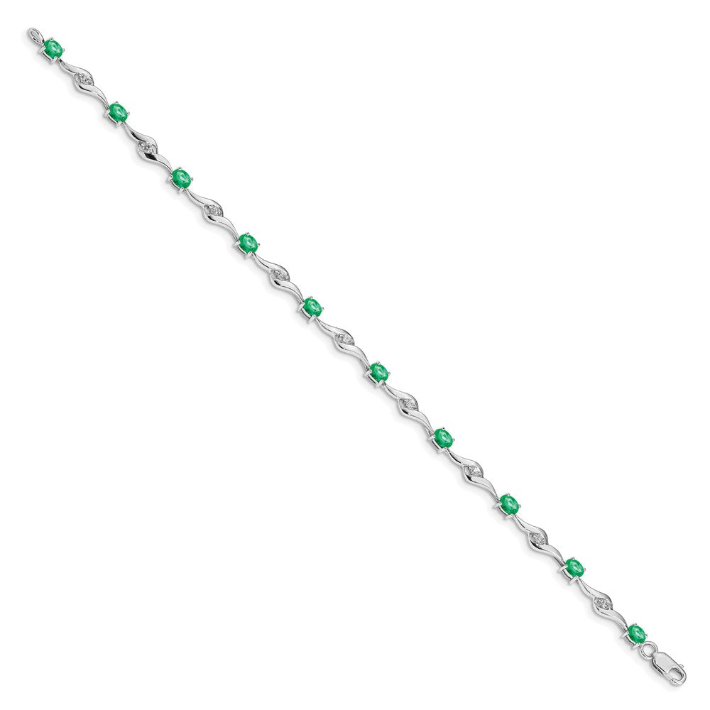 Complete Oval Emerald and Round Sapphire Curved Link Bracelet - WBC
