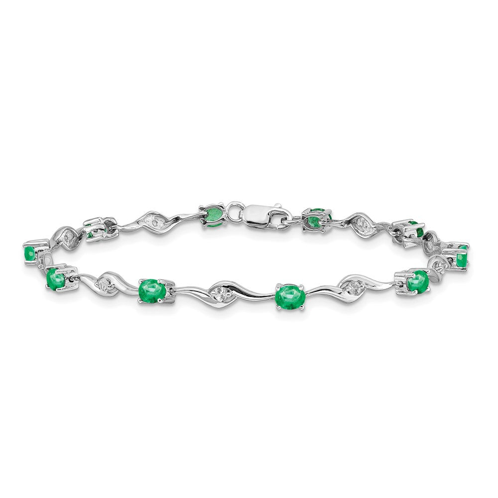 Complete Oval Emerald and Round Sapphire Curved Link Bracelet - WBC