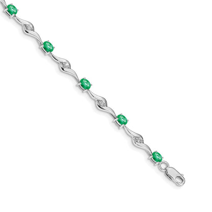 Complete Oval Emerald and Round Sapphire Curved Link Bracelet - WBC
