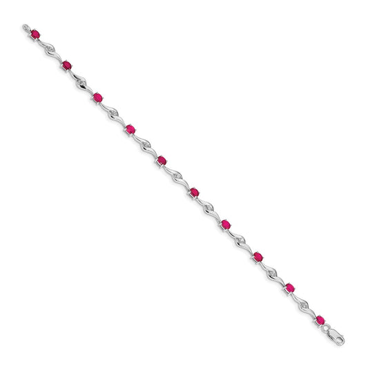 Complete Oval Ruby and Round Sapphire Curved Link Bracelet - WBC
